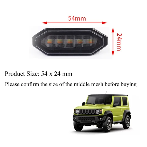 Imagen 2 del producto Luces LED de rejilla delantera, luz ámbar blanca, lámparas de rejilla externas para Suzuki Jimny JB64 JB74 2019 2020 2021
