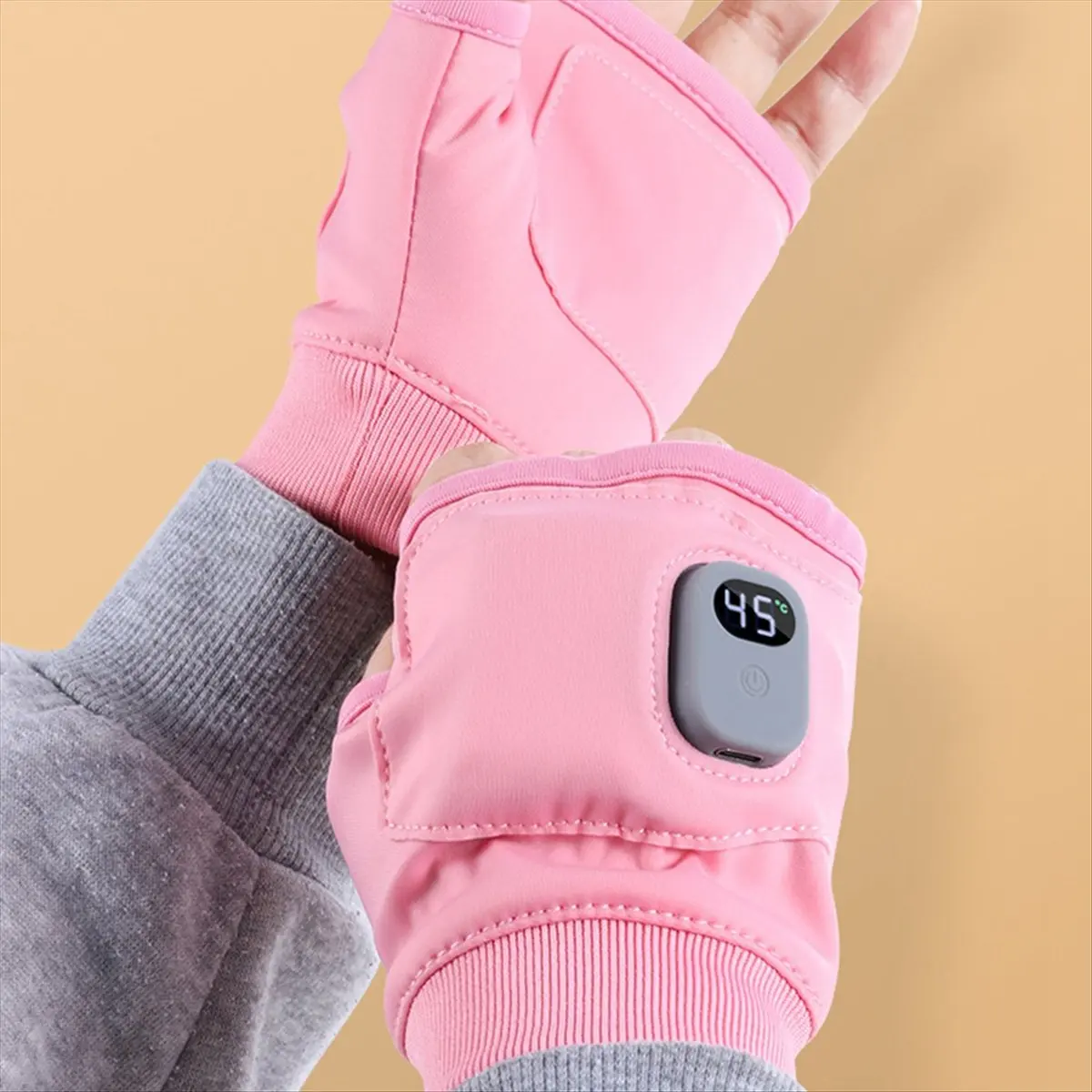 AIMA Rechargeable Portable Heating Gloves Heated Fingerless Gloves with Digital Display Smart Thermostatic Heated Gloves A