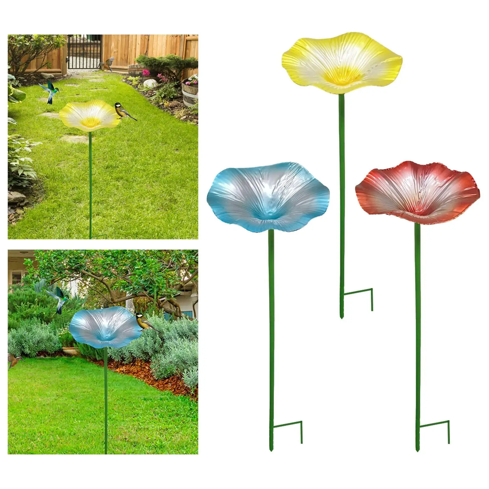 

Птичья ванна, украшение для кормления птиц с подставкой, украшение в форме цветка, декоративная металлическая садовая ванна для птиц для дома, наружного патио