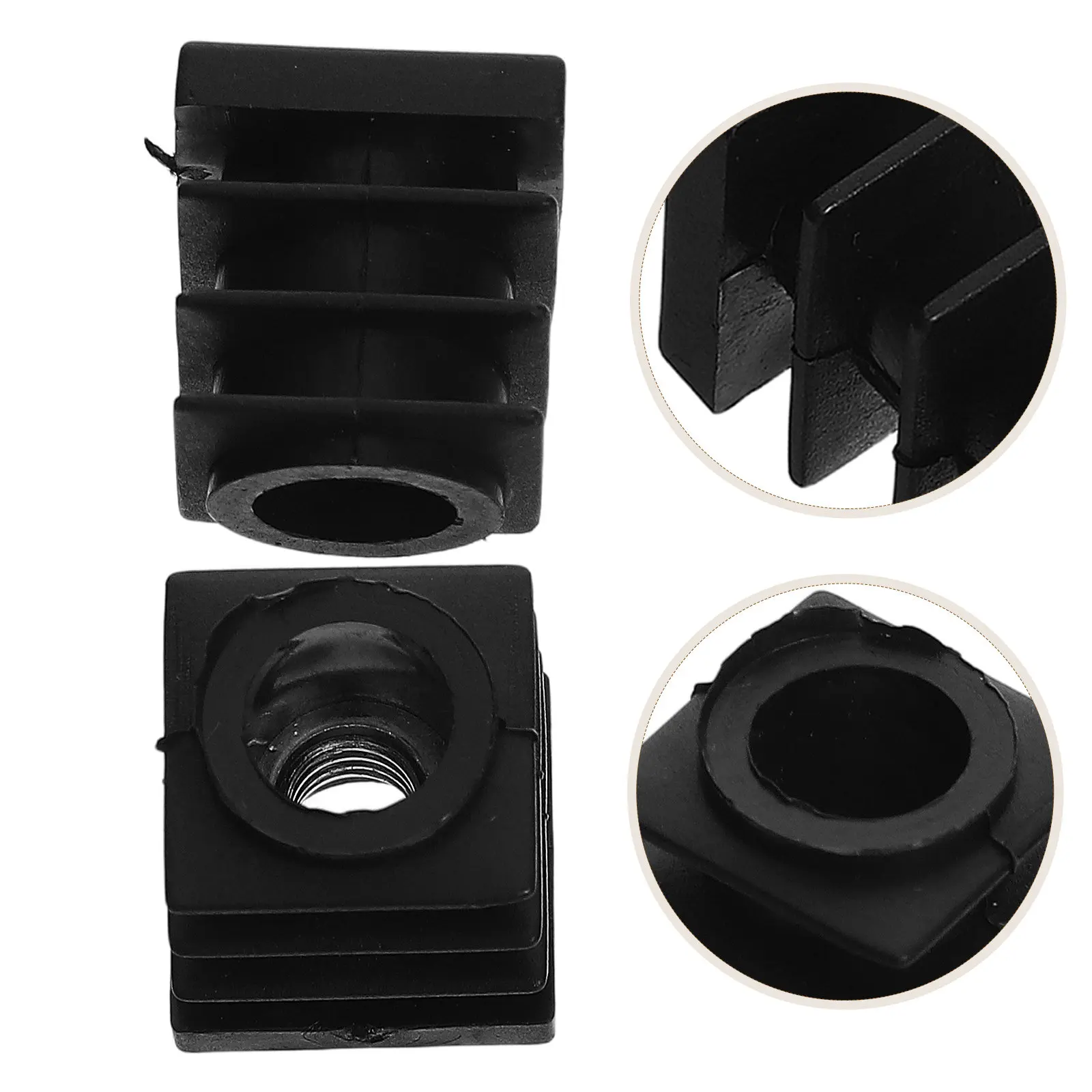 50 embouts carrés pour tubes, inserts en plastique filetés M6, protège-pieds pour meubles, tables, bancs, tabourets, embouts en plastique anti-poussière.