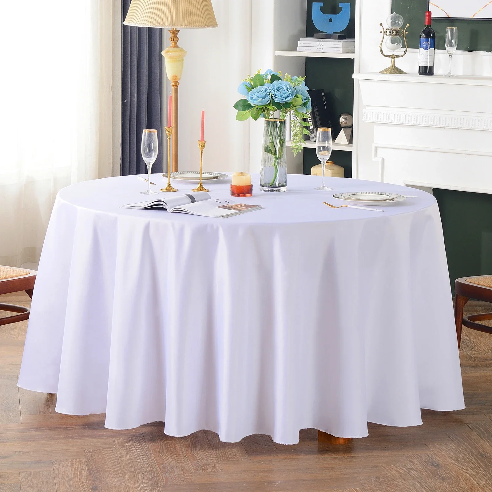 Factory Direct New White Satin Simple Round High-end Tablecloth For Wedding Birthday Party Home Decoration 1pcs