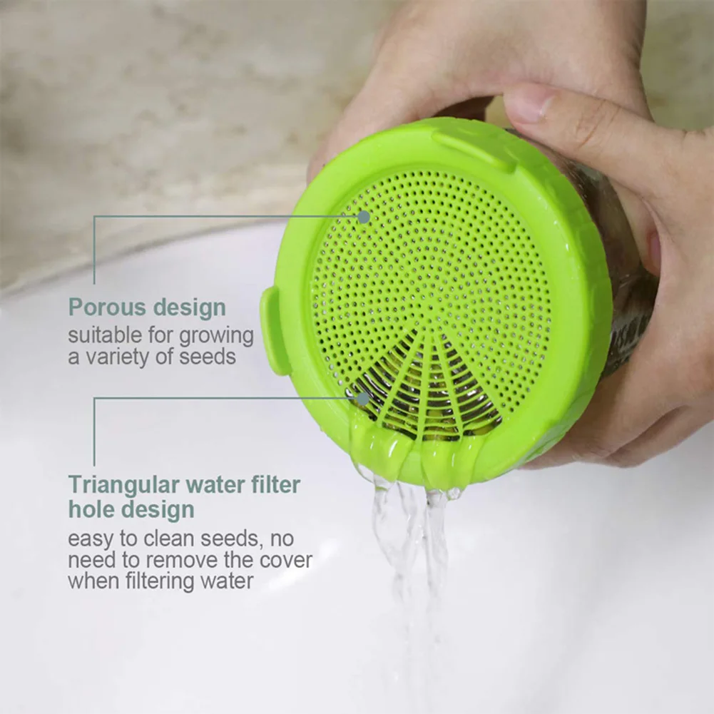 Wide Mouth Plastic Mason Jar Sprouting Lid Food Grade Mesh Sprout Cover Dropshipping Seed Crop Germination for plant