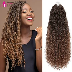 Alibaby-trenzas de ganchillo sintéticas para mujer, extensiones de cabello postizo de diosa, color ombré, rizadas