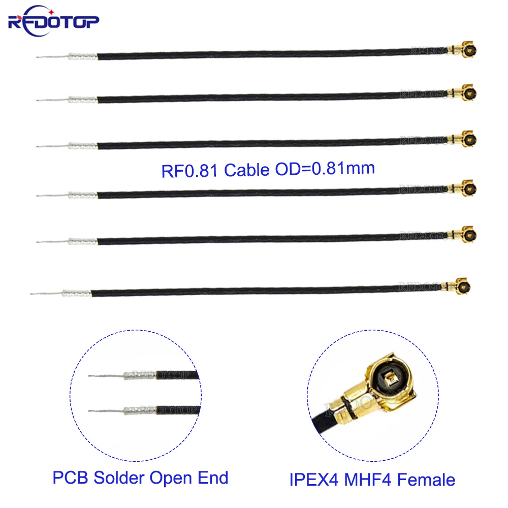 

5pcs/Lot RF0.81/RF1.13 Cable Single End IPX-4 MHF4 Female to PCB Solder Open End Pigtail Jumper RF Coaxial Extension Cable