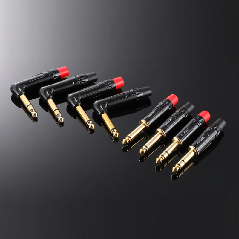 

6.35mm 2/3-Core Audio Plug/Jack RCA Adapter TRS Dual Channel Balanced Speaker Black/Red Tail Sleeve Straight/Curved Plugs