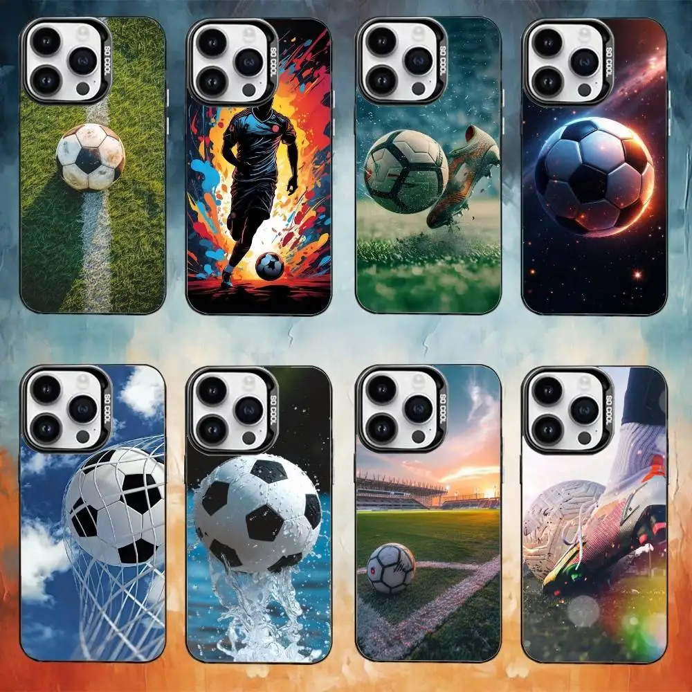 

Football Sport Phone Case For iPhone17,16,15,14,13,12,11 Plus,Pro Max Black Candy Matte Shockproof Cover