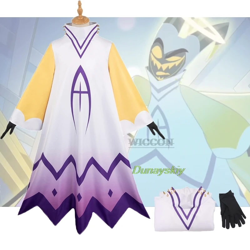 

Hazbin Adam Cosplay Anime Hotel Soft Clothes Cosplay Costume White Yellow Purple Suit Cos Halloween Party Adult Men Costume