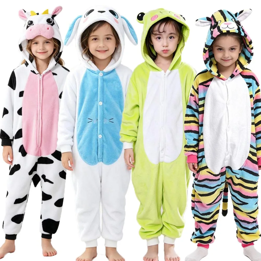 Onesie Pajamas Kids Kigurumi Unicorn Rabbit Frog Zebra Costume Winter Cosplay Pyjama Jumpsuit Toddler Christmas Party Loungewear