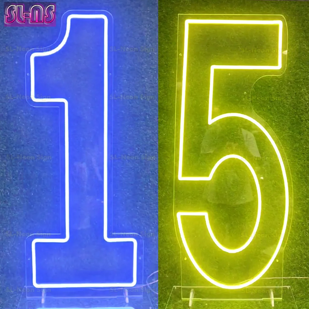 

LED Sign Set Number 0-9 Neon Signs 90cm High LED Number Light Up Signs for First Birthday Decoration With Base and Dimming