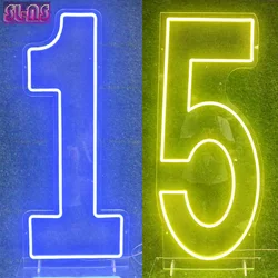 LED Sign Set Number 0-9 Neon Signs 90cm High LED Number Light Up Signs for First Birthday Decoration With Base and Dimming