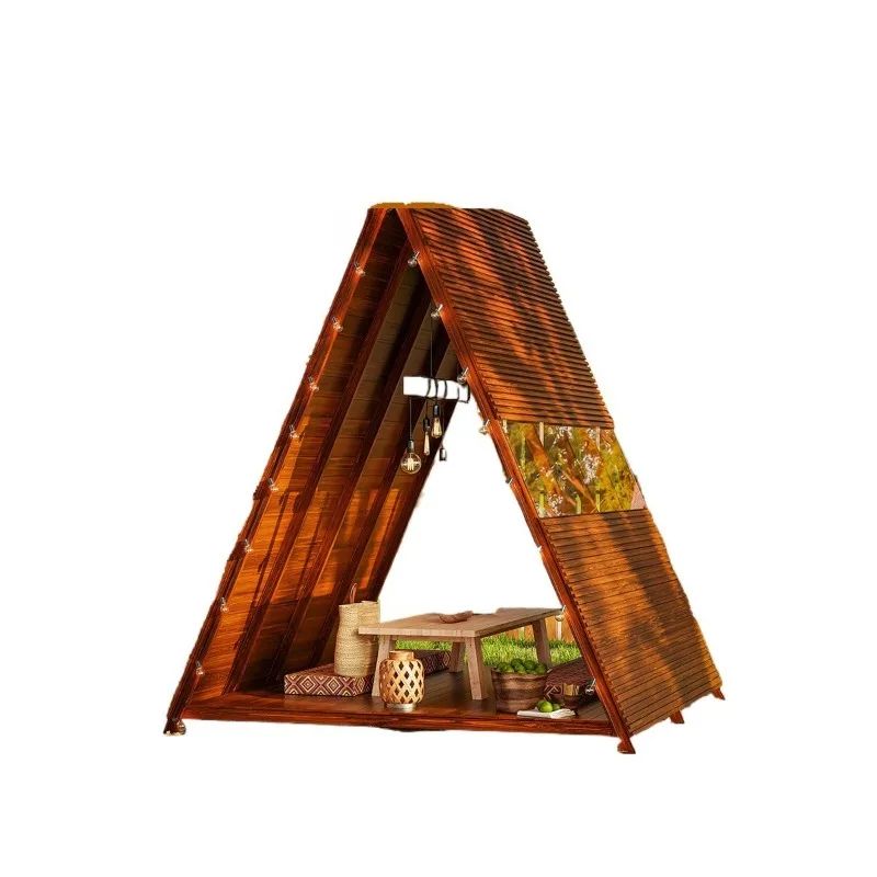 Antiseptic wood garden triangular wooden house, outdoor villa B & B mobile assembly outdoor yard courtyard wooden pavilion