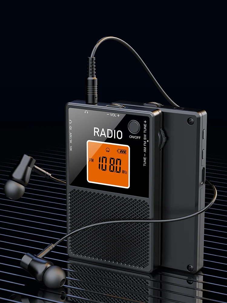 휴대용 라디오 타입-C 충전 스테레오 사운드 스피커 홈 오피스용 LCD 백라이트 디지털 라디오 수신기