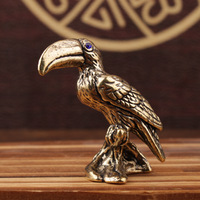 Antique Brass Parrot Small Statue Ornament Cute Animal Bird Figurines Miniatures Decorations Crafts Home Decors Accessories Gift