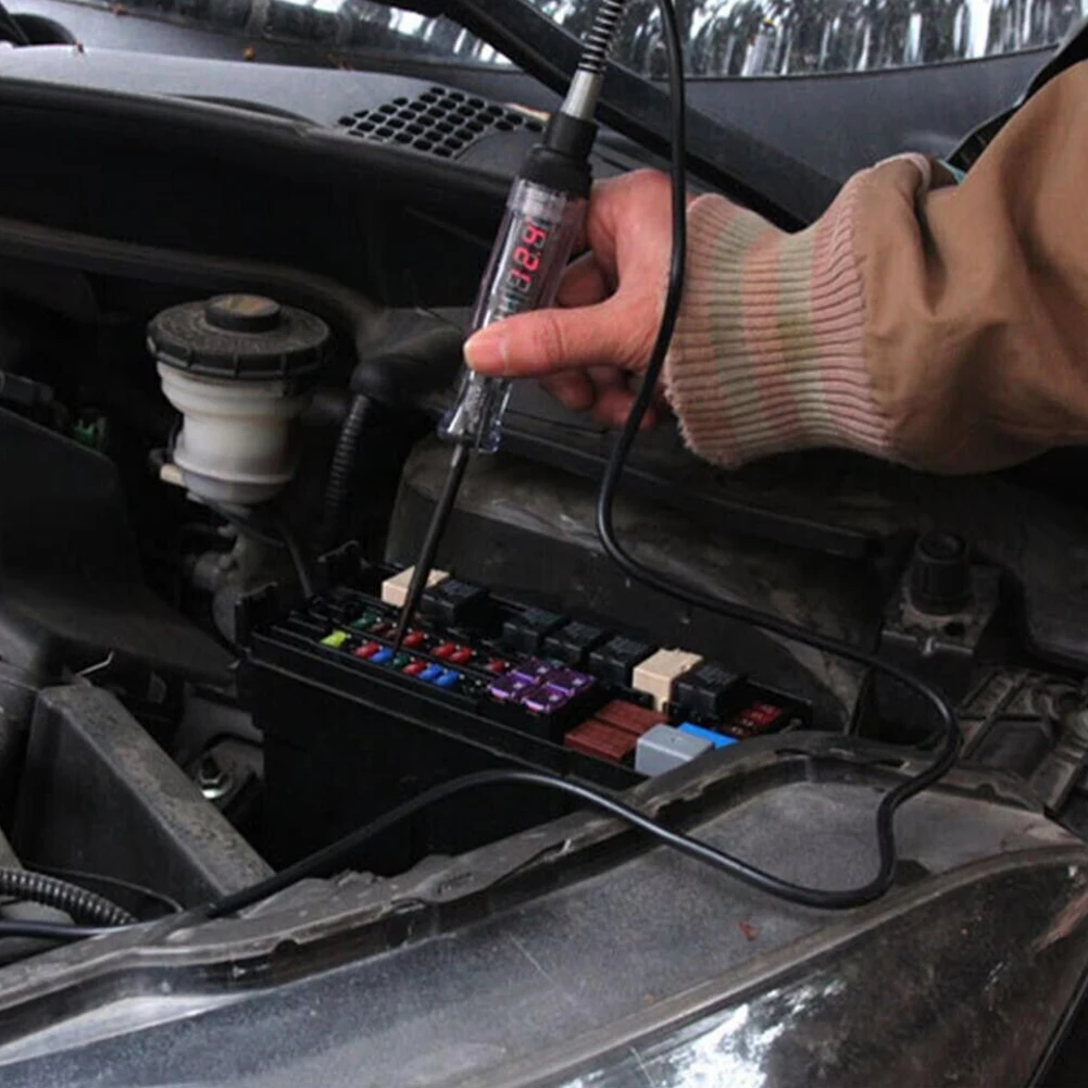 2M Extended Spring Wire Voltage Test Pen for 6 to 24V DC Vehicle Applications Including Cars Motorcycles and Boats