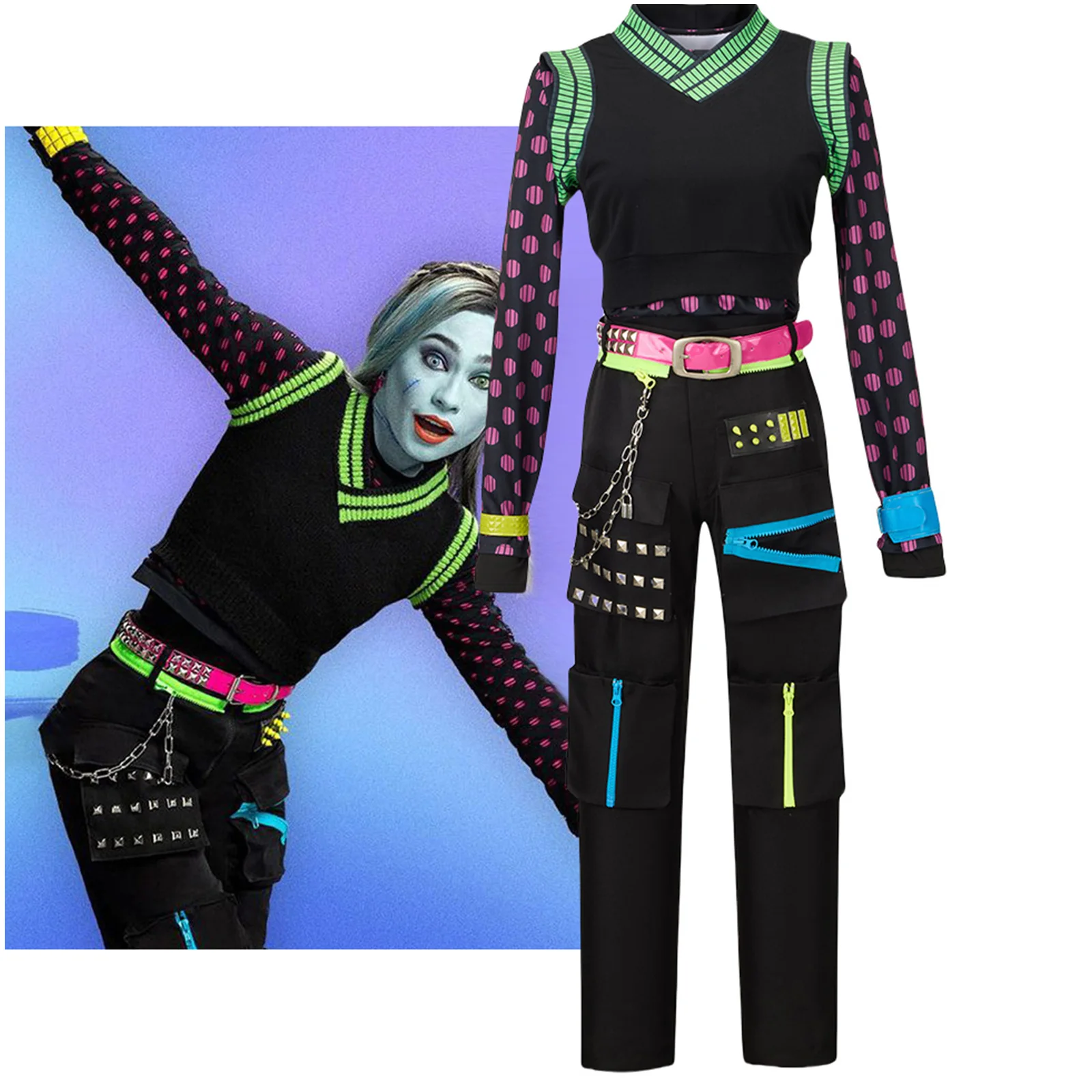 

Monster High Frankie Stein Cosplay Costume for Women Girls Cosplay Outfit Halloween Costume