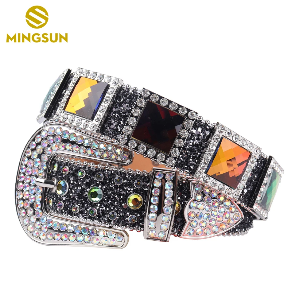 

Shiny Belts Fashion Diamond Leather Belt for Men Women Western Bling Rhinestone Studded Belt Luxury Belt for Jeans Pants Dress