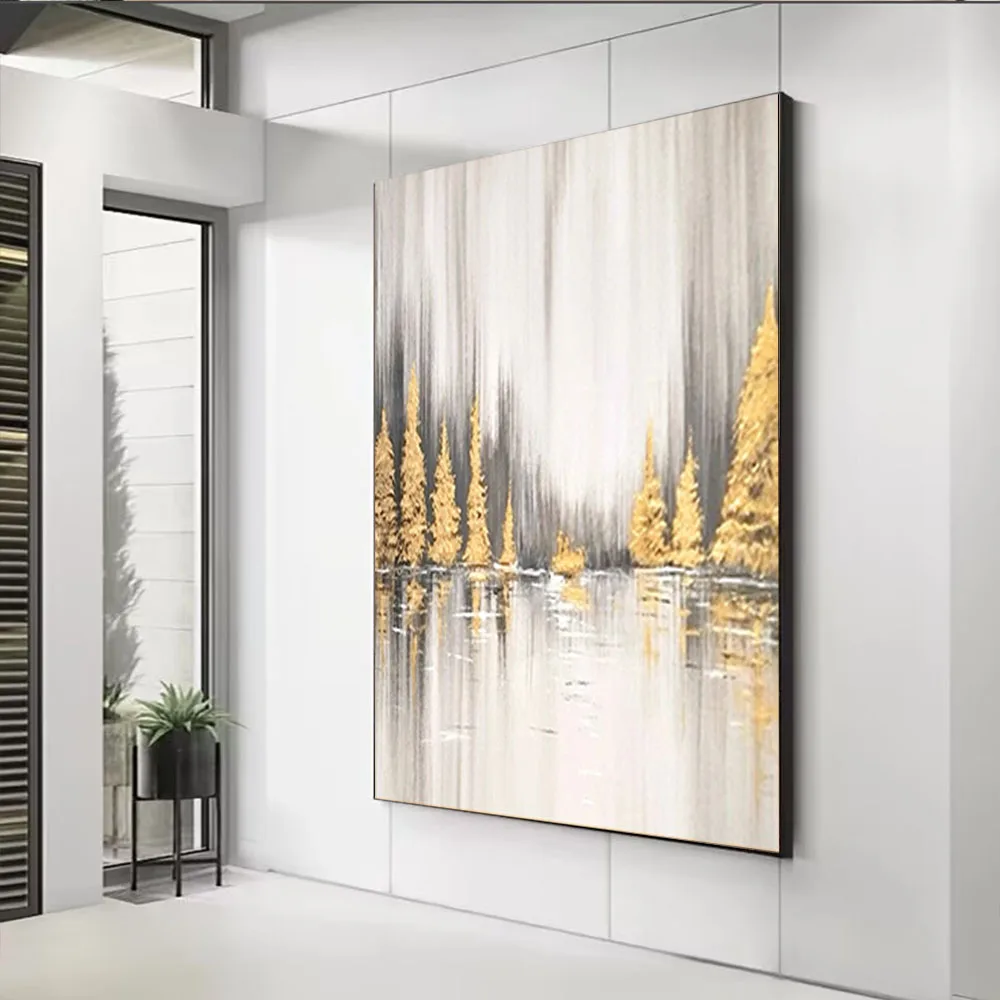 

Large Retro Modern Blue Grey Coarse Textured Wall Art Poster Abstract Oil Painting Canvas Picture For Living Room Home Decor