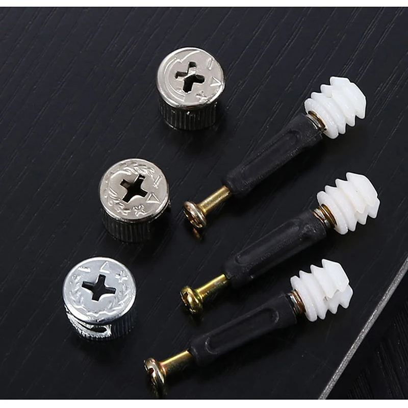 10/20/50pcs 3 In 1 Screw Furniture Connectors Furniture Side Nut Screw Eccentric Wheel Connection for Clothes Cabinet Desk Fixer