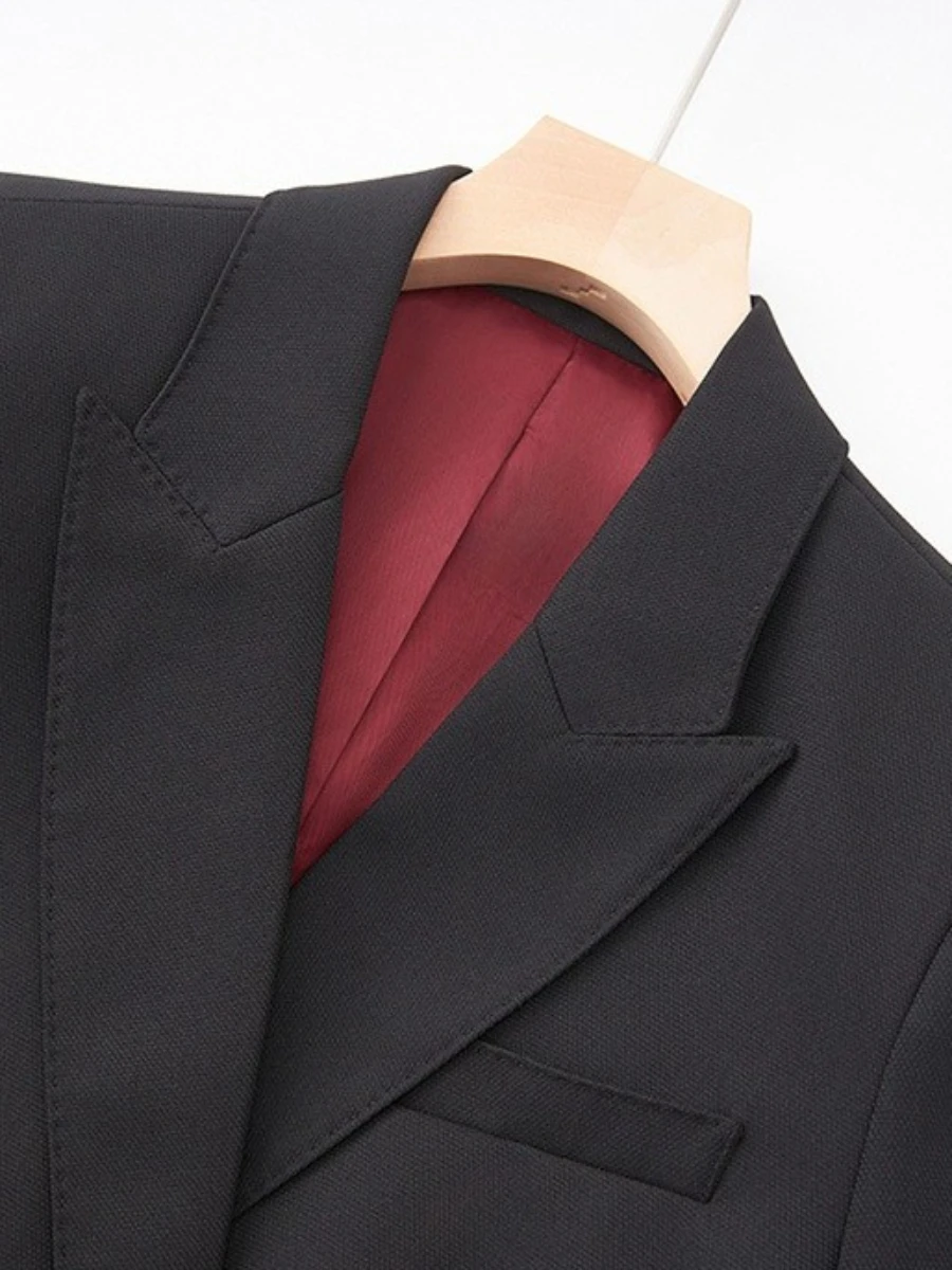 سترة CHICEVER سوداء مقسمة مزدوجة الصدر سترة نسائية بأكمام طويلة للتخسيس سترات نسائية راقية للخريف على الموضة