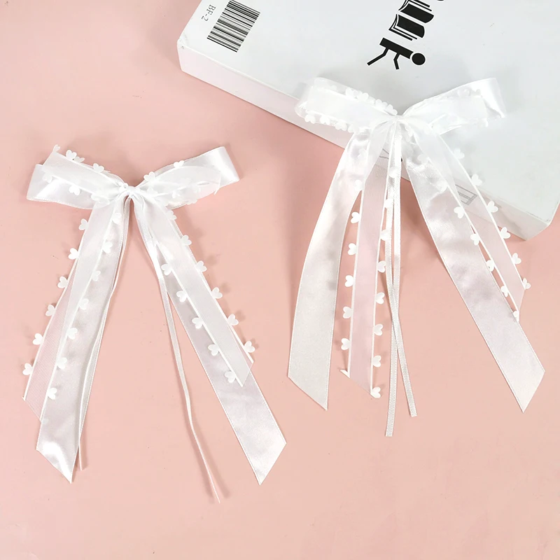 

10PCS White Silk Ribbon Lace Bow Wedding Car Chair Decorations Bridal DIY Bouquet Birthday Party Xmas Gifts Boxes Decor Bowknot