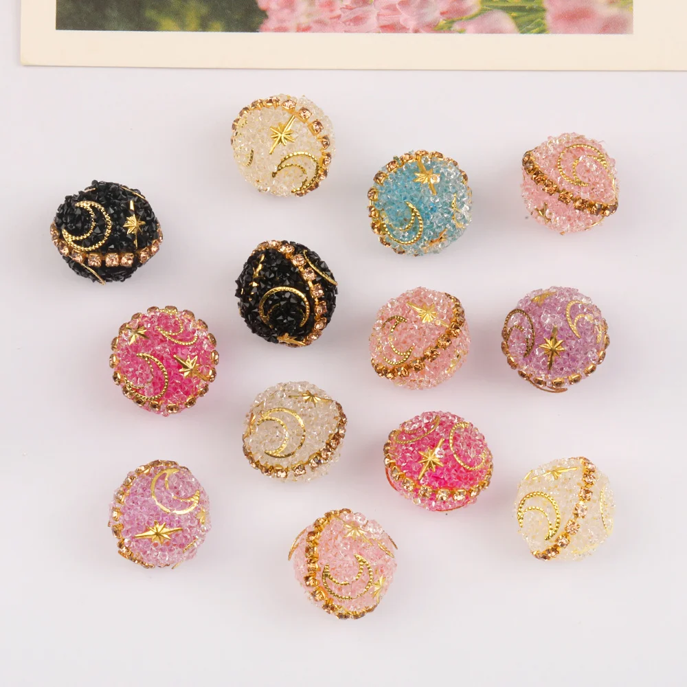 

Cordial Design 50Pcs 16*16MM Acrylic Bead/Hand Made/Jewelry Accssories/Rhinestone Effect/Round Shape/DIY Fancy Beads #16688