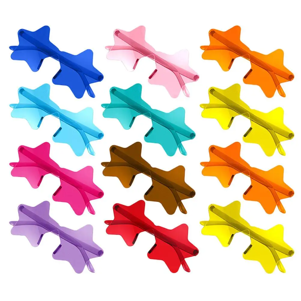 14pcs Star Sunglasses Props Lightweight Comfortable Trendy Party Gifts Photo Wedding Bachelorette Colorful Rimless