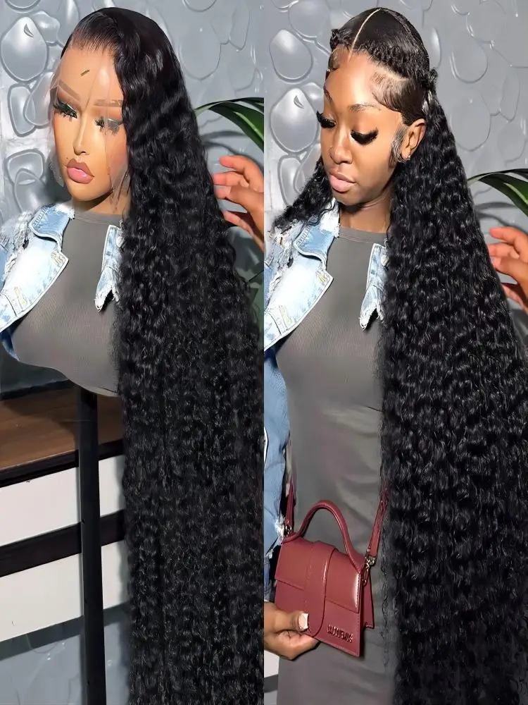 40 46 Inch Deep Wave 13x6 13x4 Lace Front Human Hair Wig 200% Remy Curl 360 Full Lace Frontal Wig Human Hair