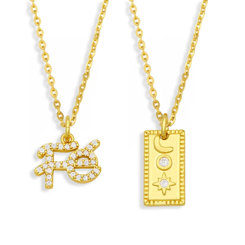 

European and American fashion light luxury personality creative FE symbol pendant necklace women's jewelry