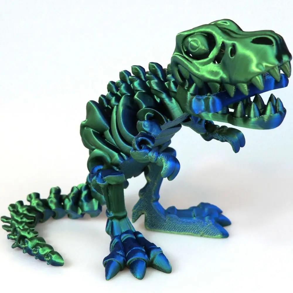 Crystal 3D Printed Crystal Dinosaur Rotatable Poseable Joints 3D Printed Tyrannosaurus Rex Big Mouth Flexible