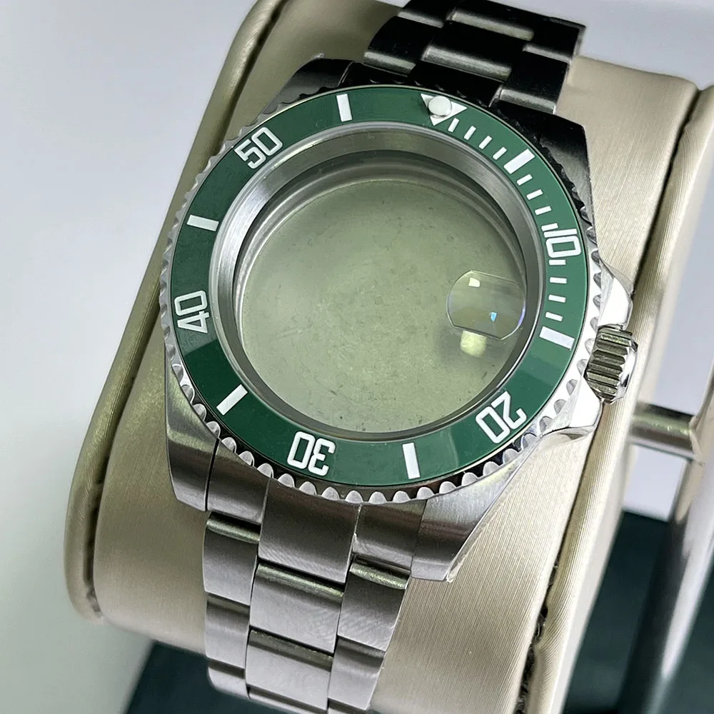 

40mm case Stainless steel bracelet Ceramic Green bezel Sapphire Glass waterproof SUB Diving accessory NH35 NH34 NH36 movement