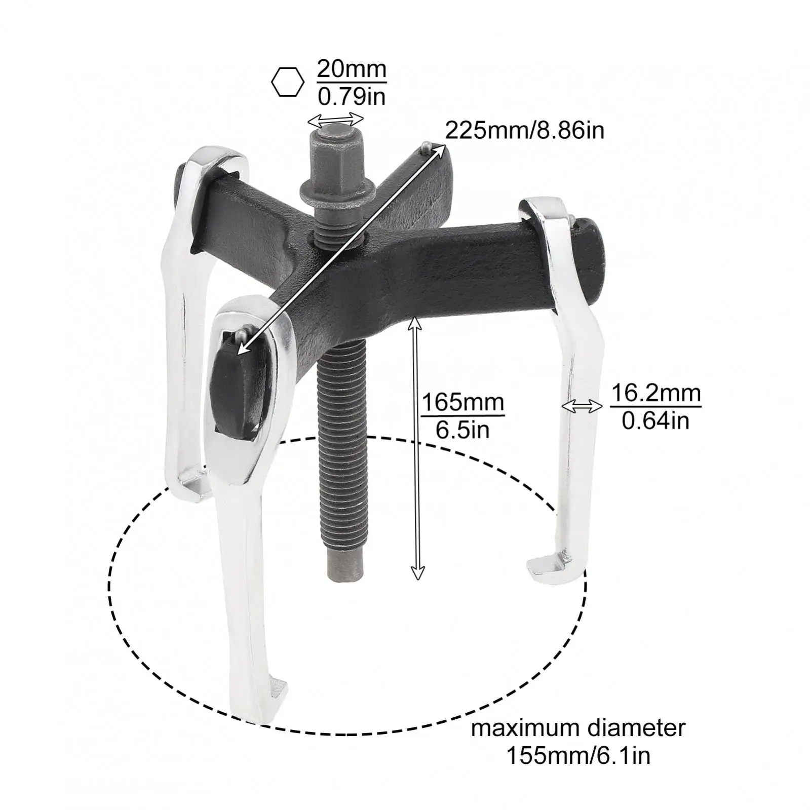 Multifuncional Rolamento Extrator, 3 Garras, Convertible 2 Garras, Auto Car Repair, Remoção Ferramentas Manuais, Forge Stamp, 4"