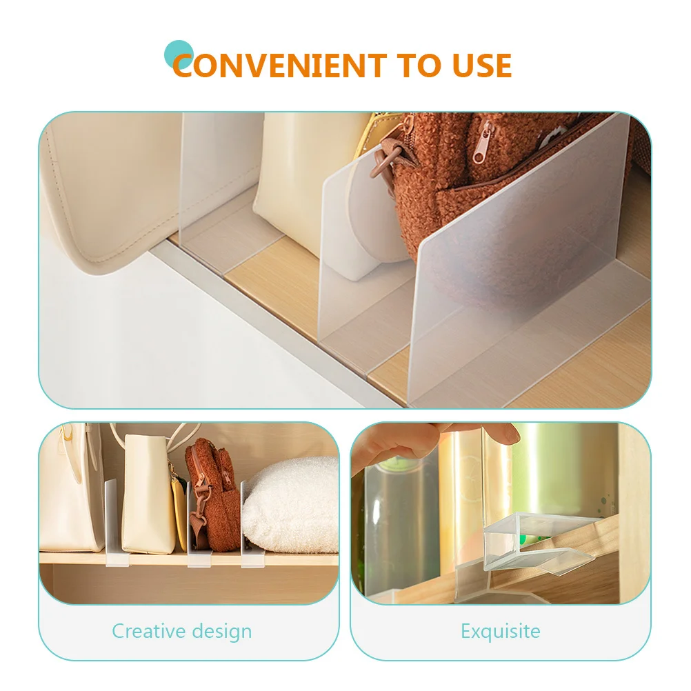 

4pcs Shelf Divider Plastic Closet Organizers For Clothes Book Storage Compartment Wardrobe Separators Cupboard Shelving