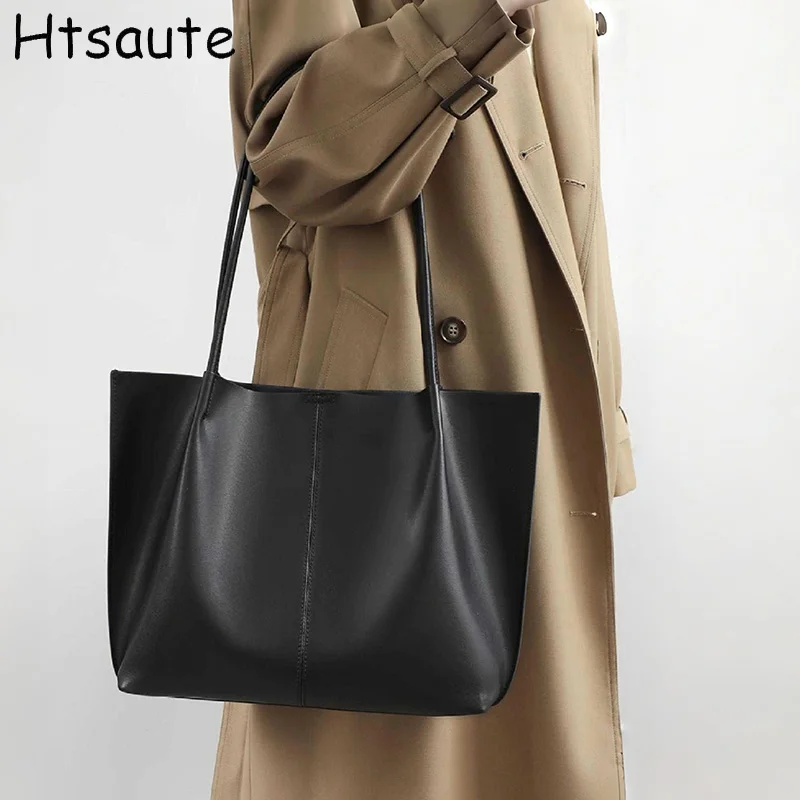 Grote handtas voor dames Trendy en retro draagtas Effen kleur draagtassen Handheld boodschappentassen bolsos mujer