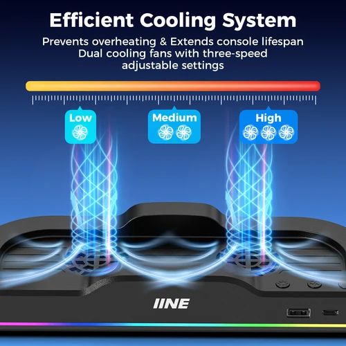 Imagen 2 del producto Ventilador de refrigeración IINE RGB para Switch 2 Dock/ns2/Switch2, iluminación RGB, enfriamiento rápido, ajuste perfecto, ventiladores duales