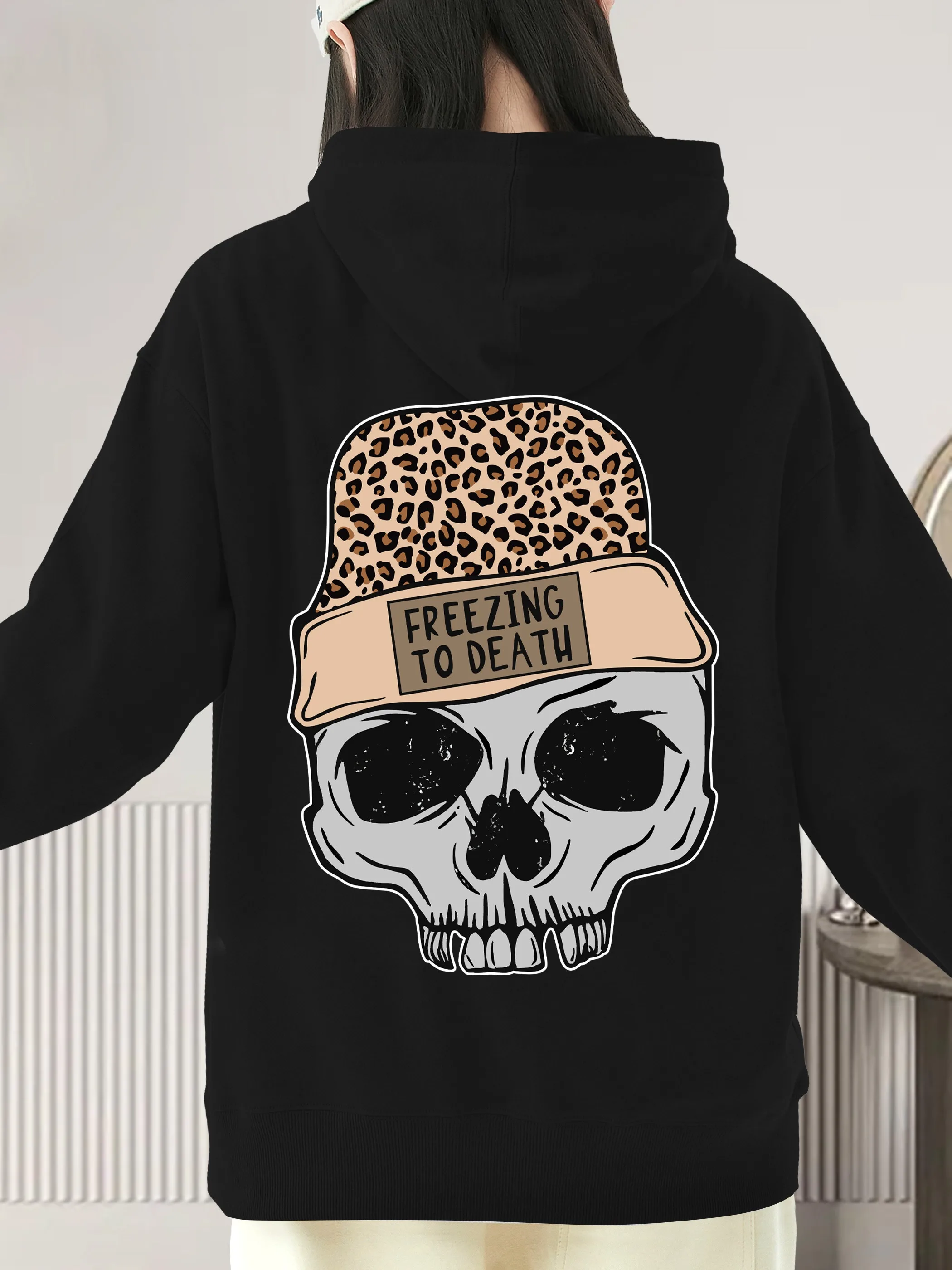 

Freezing Death Skull Graphic Printing Autumn and Winter Cotton Hoodies for Men and Women Leisure Outdoor Street Sports Training