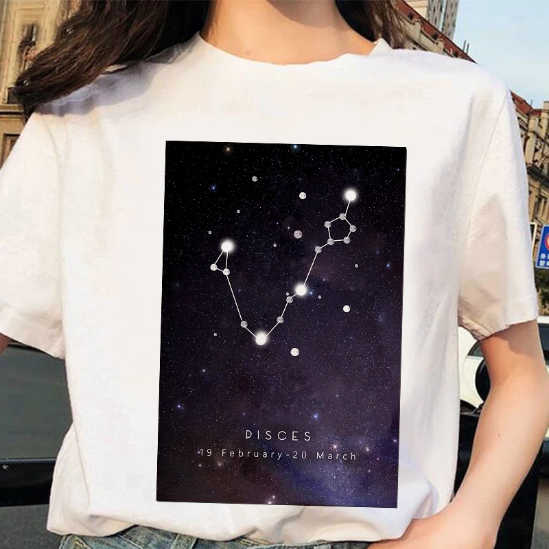 New Harajuku Twelve constellations Printed Women T-shirt fashion Casual Tops Tshirt Summer Short Sleeve Female Clothing T shirt