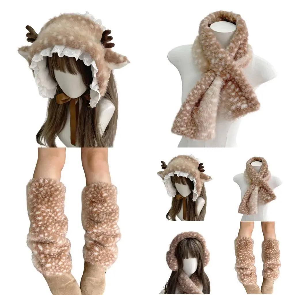 R1Wنا دافئ الرنة موضوع عيد الميلاد الشعر وشاح الأذن