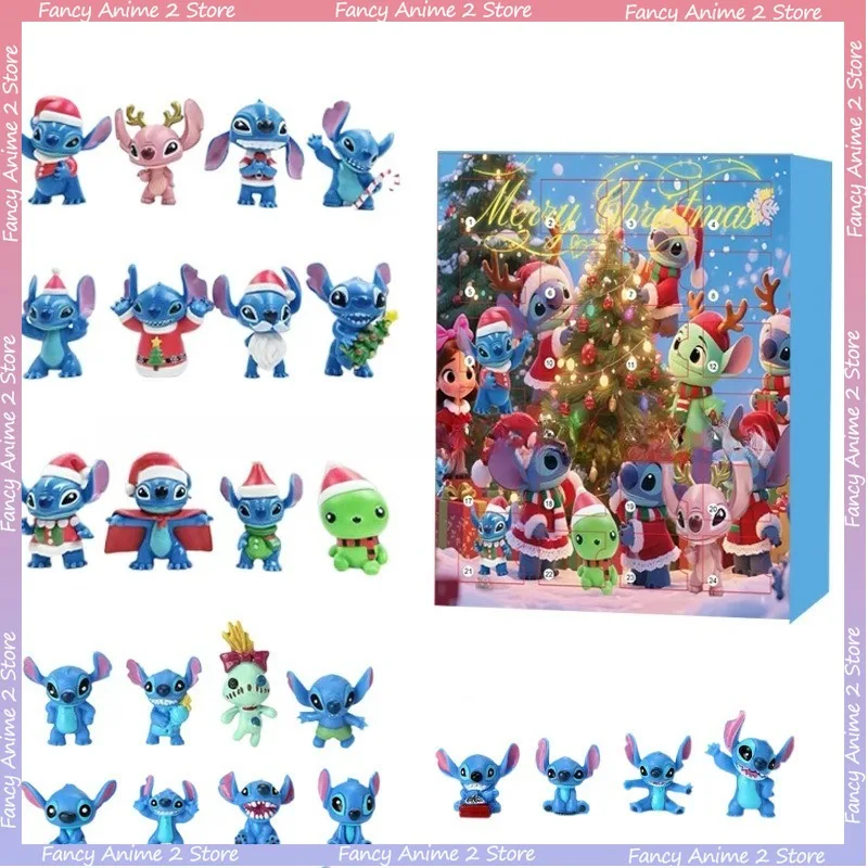 

Christmas Gift Stitch Advent Calendar Box 24 Days Model Anime Figure Countdown Calendar Surprise Box PVC Figure Collection Toys