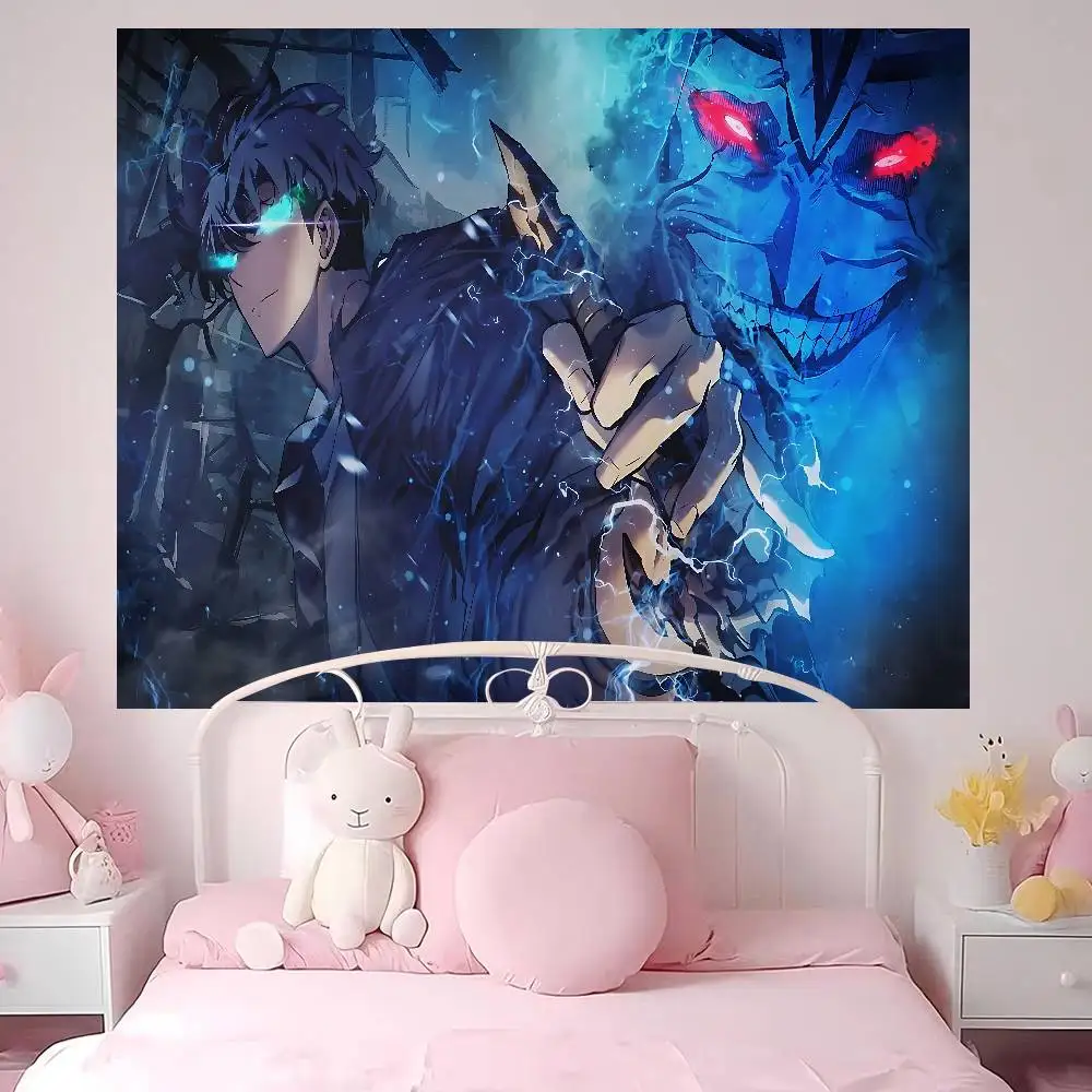 Anime S-Solo Leveling Tapestry Art Printing Japanese Wall Tapestry Anime Wall Hanging Home Decor