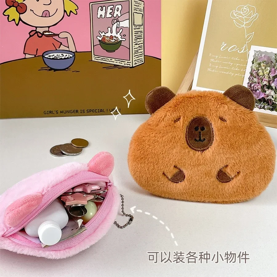 Kreative Capybara Plüsch Geldbörse Kawaii Anime Plüsch Geldbörse Cartoon Kopfhörer Lagerung Tasche Kinder Mini Münze Brieftasche Mädchen Geschenke