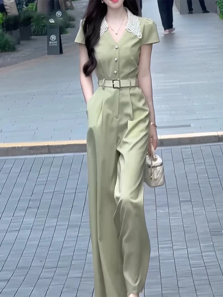 Ele taille haute pantalon femme Faion été nouveau décontracté minceur jambe large pantalon coréen Sle trajet vent