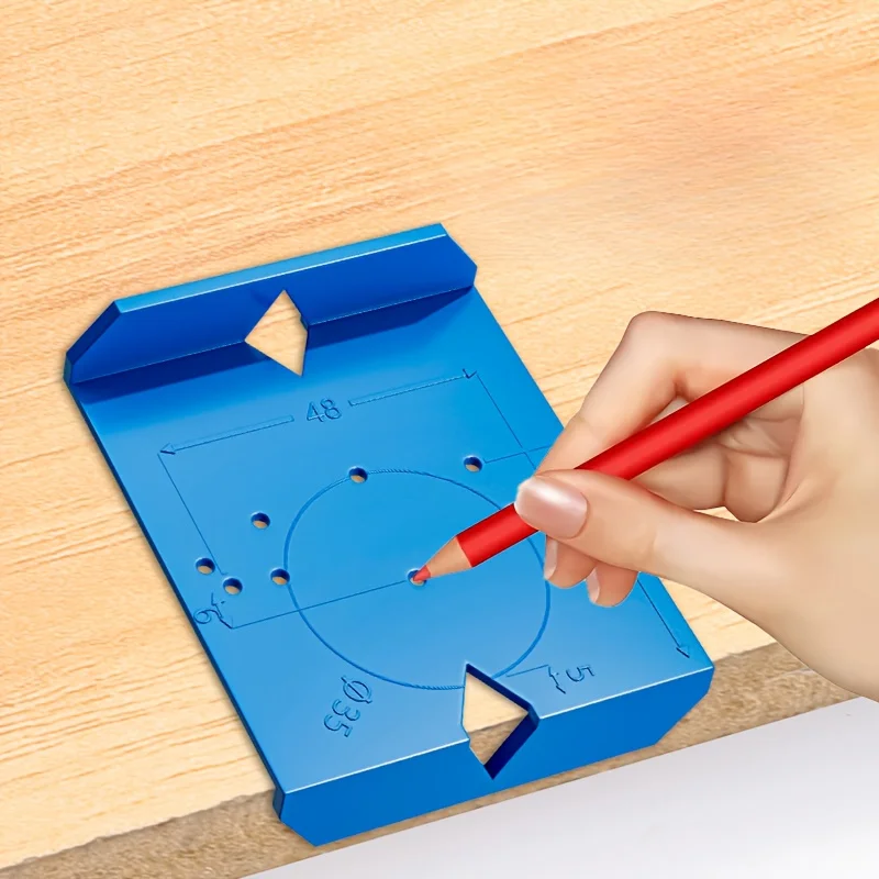 1pc Plastic Hinge Drilling Guide, Cabinet Door Installation Positioning Tool, Woodworking Punch Locator for Hinge Mounting