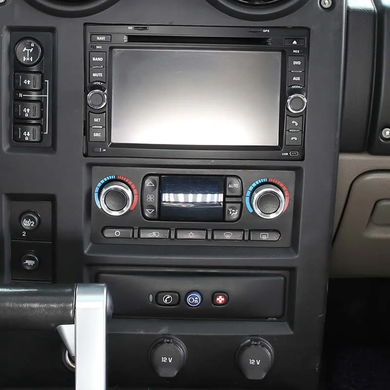 

Suetlcoity Aluminum alloy Silver Car Air Conditioner Switch Knob Ring Button Trim Cover interior accessories For Hummer H2 03-07