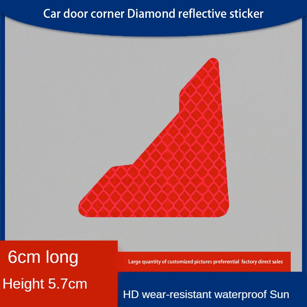 4/1pcs Reflective Car Front Rear Door Corner Protective PET Cover 90 Degree Angle Auto Bumper Anti-Scratch Protector Sticker Tap