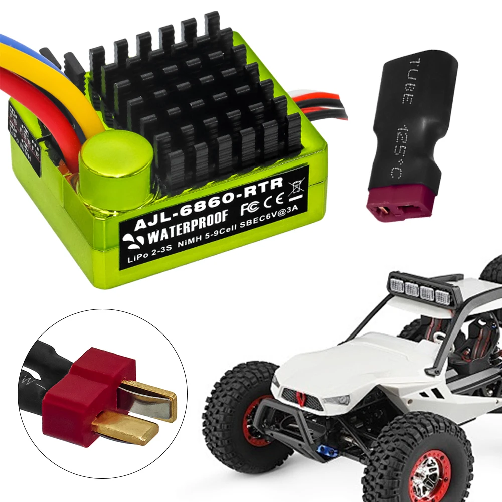 ตัวควบคุมความเร็วแบบมีแปรงถ่าน 2S LiPo กันน้ำ สำหรับรถบังคับวิทยุขนาด 1/10 และเรือบังคับวิทยุ ใช้ได้กับมอเตอร์ 540/550/750