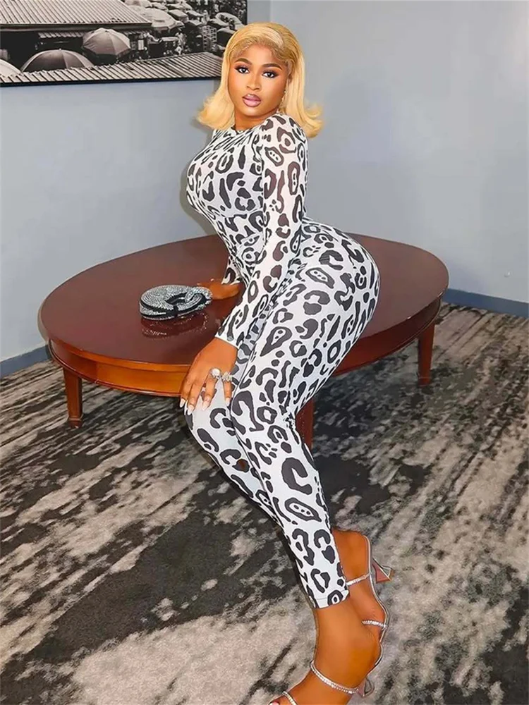 

Sisterlind Leopard See Through комплект из 2 предметов, женская футболка с круглым вырезом + узкие брюки, одинаковые модные сексуальные эластичные облегающие наряды