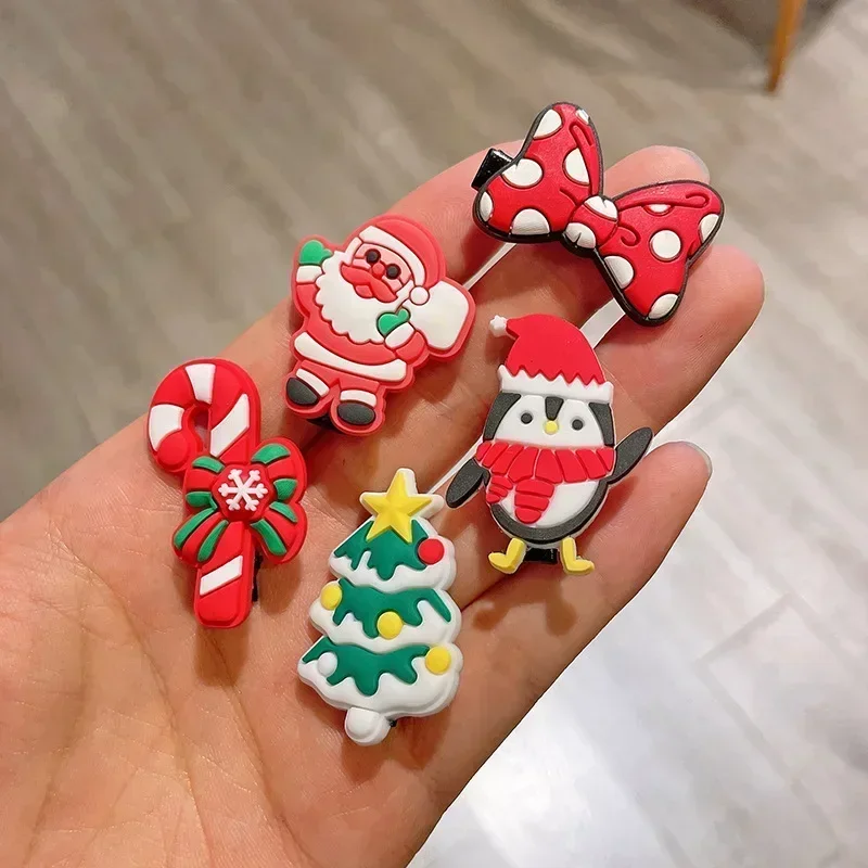 10PCS/Set Cute Christmas Hair Clips for Girls Colorful Cartoon pins Kids Barrettes Santa Claus  Accessories Headwear