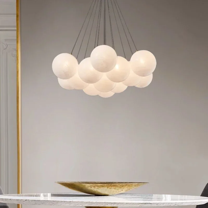 Modern Glass Ball LED Pendant Lights Dimmable for Living Dining Room Food Tables Bedroom Chandeliers Home Decor Light Fixture