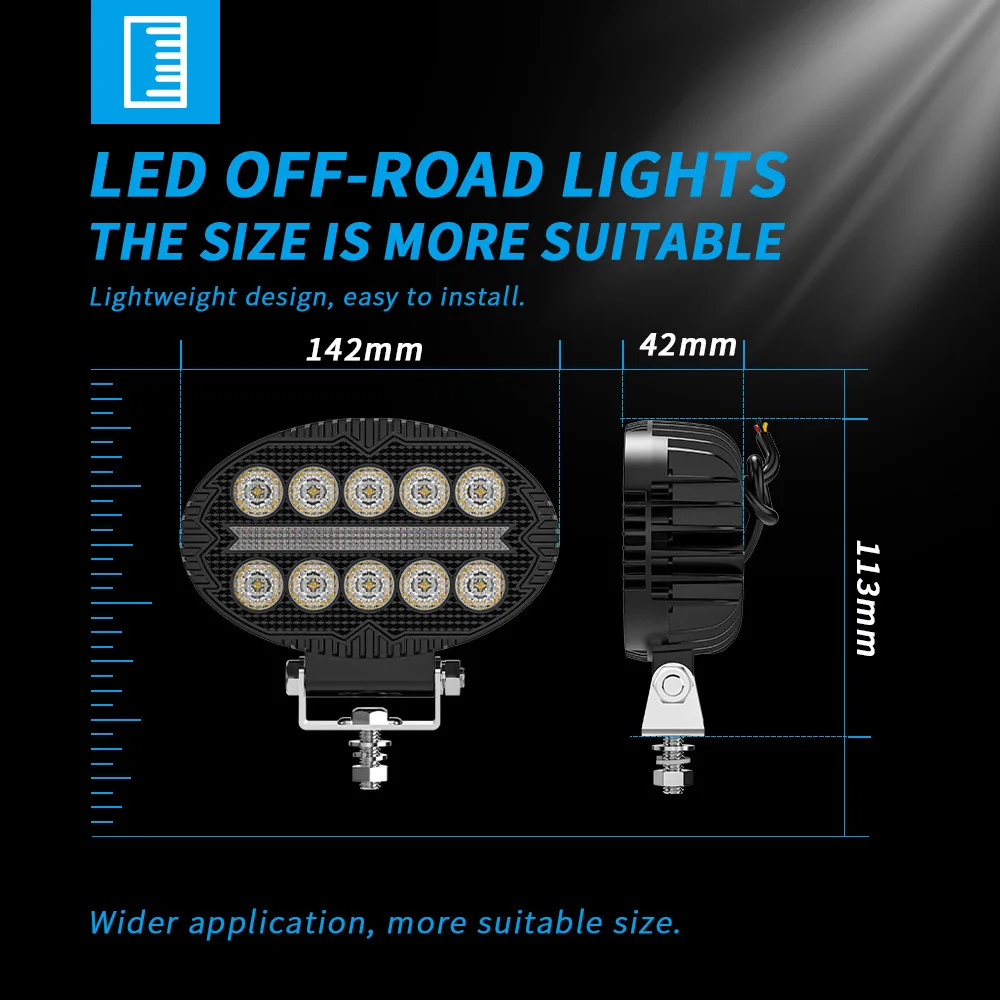 NXY 5.5 Inch Oval LED Work Light Black Edition Car Auxiliary Driving Lamp with a DRL Daytime Running Light Off Road Modification