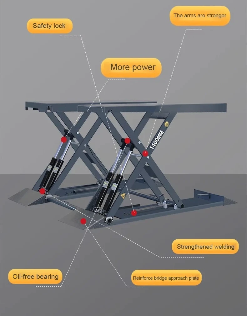 Small car maintenance equipment jack 1.4 meters plus long bridge version 2 meters car lift scissor lift lift four-cylinder
